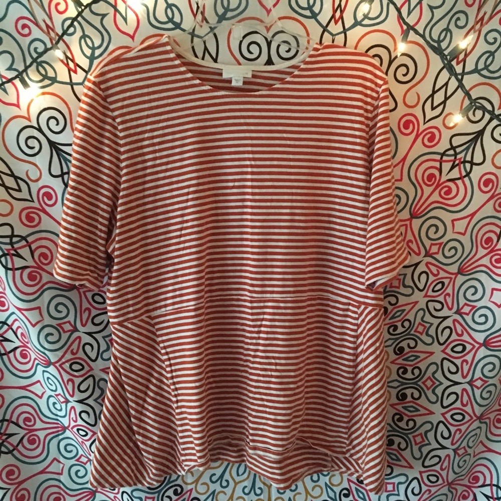 Woman’s orange and white stripes J.Jill shirt